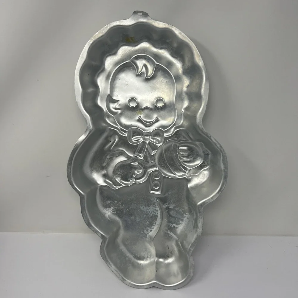 Wilton Vtg Cake Pan Lot‎ 3 Barney Baby Looney Tunes Aluminum Baking Molds 90's